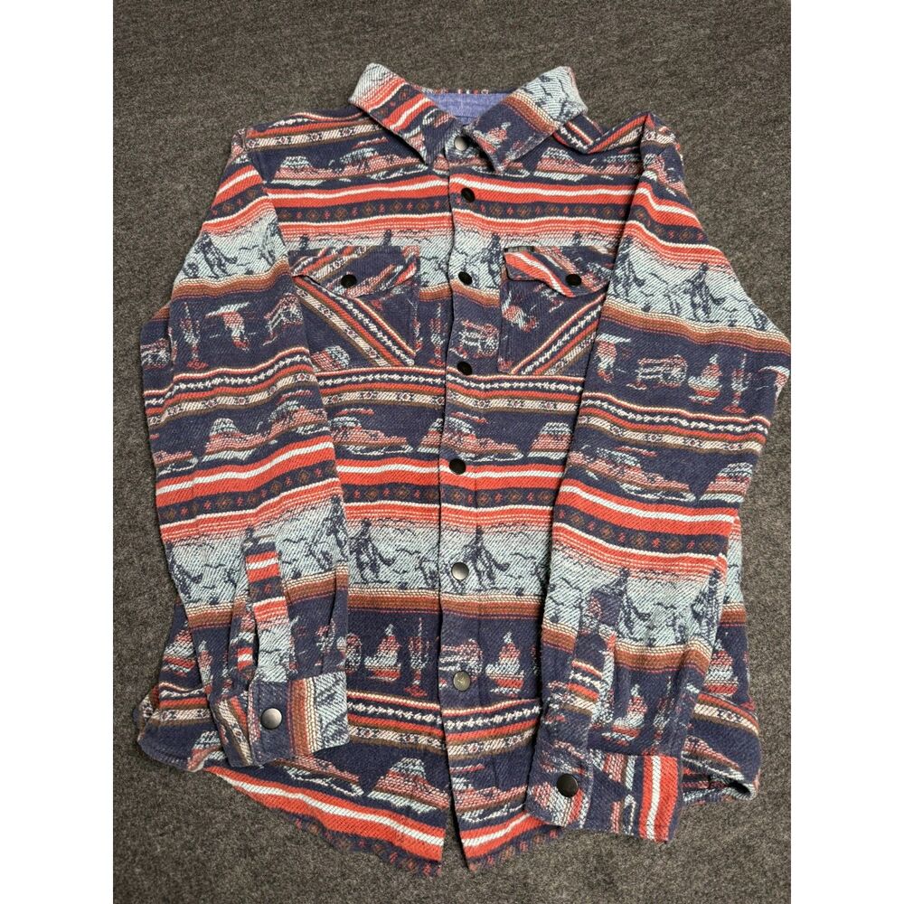 Rock & Roll Denim Women's Blue Red Western Snap Jacket Pockets Long Sleeve XS